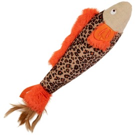 SmartyKat Instincts HappyNip Fin Frenzy Fish Kicker Crinkle Plush Cat Toy, Contains Catnip & Silvervine - Orange/Beige, One Size