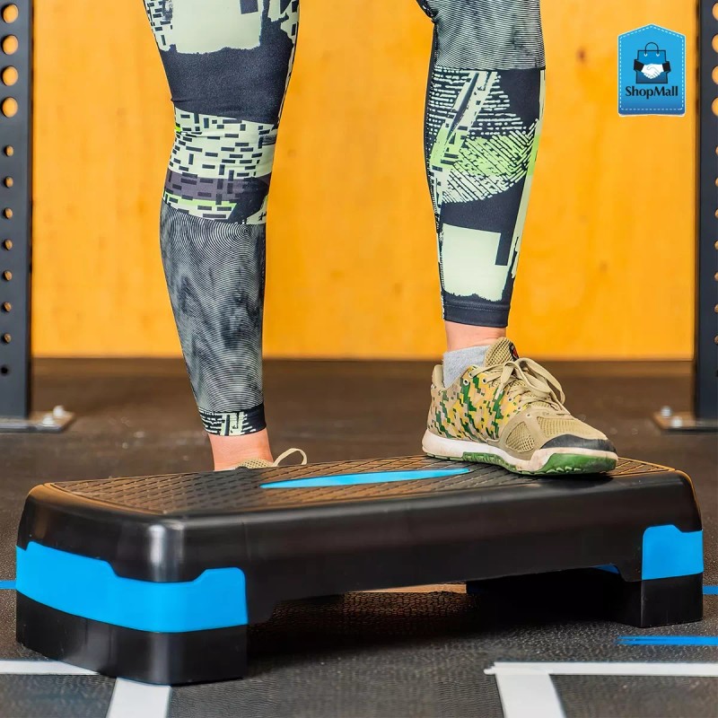 ShopMall Step Banco Aerobics Ejercicio Fitness Crossfit Ajustable Color Azul