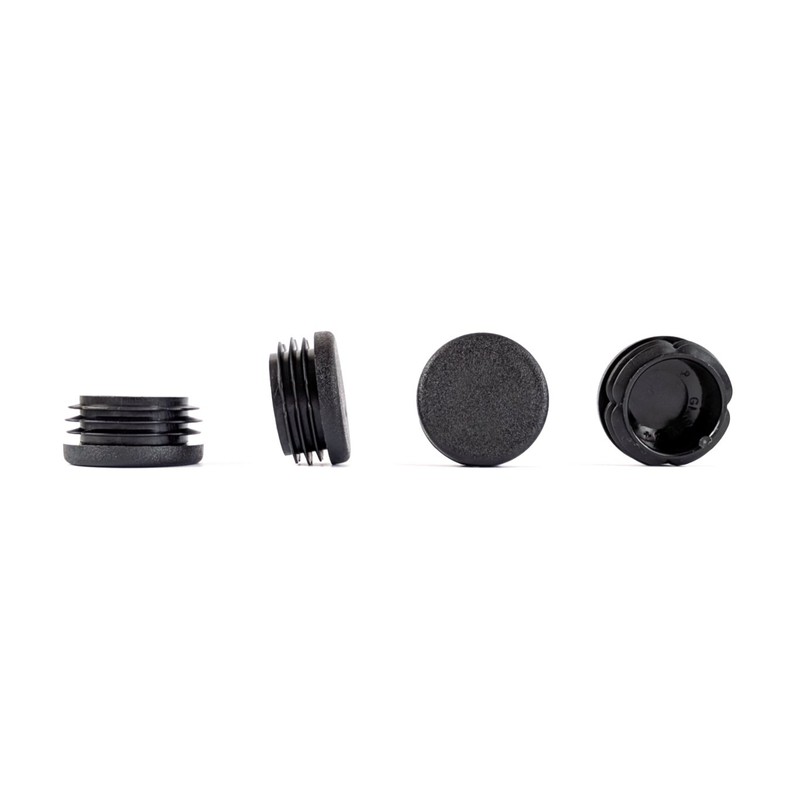 34mm Plastic End Caps, Black Round Tube Inserts, Pack of