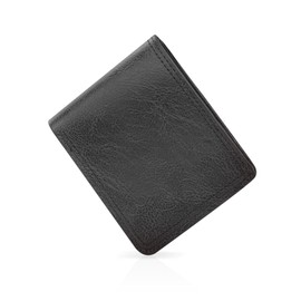 Energather Wallet for Men, PU Leather Slim Wallet with Zip, Coin Pocket and Snap, Minimalist Men's Wallet with 5 Card Slots and ID Window, black, S, Casual