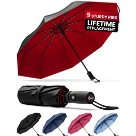 Repel Umbrella Windproof Travel Umbrellas for Rain - Easy Auto Open Close, Durable & Compact Umbrella, Strong Fiberglass Frame, Waterproof Canopy - Backpack, Purse, Portable Umbrella for Travel