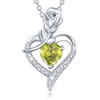 FANCIME 925 Sterling Silver August Birthstone Necklace Rose Heart Pendant