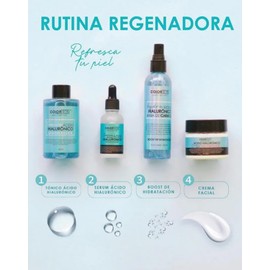 Kit SkinCare Acido Hialuronico Colorton 4 Pzas Serum, Crema, Tonico y Locion Refrescante