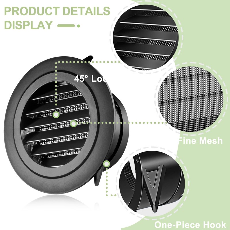3 Inch Black Soffit Vent Covers, FocuVenHom Plastic Round Air