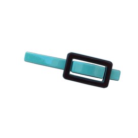 Wardani, tortoiseshell french clip barrette, small buckle rectangle shape handmade in France 2 tone 555 (Turqoise)