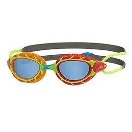 Zoggs Unisex Youth Predator Junior Swimming Goggles, Orange & Red/Grey & Green/Tint, 6-14 Years