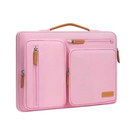 MOSISO 360 Protective Laptop Case 16 inch, 15-15.6 inch Laptop Sleeve Compatible with MacBook Pro 16, HP, Acer, Dell, Lenovo, ASUS, Side Open Carrying Case with 4 Zipper Pockets&Handle, Pink