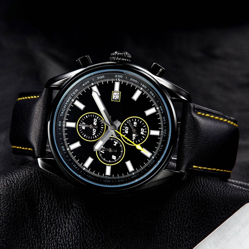 OCHSTIN Fashionable Leather Starp Watch Round Dial Display Quartz Wristwatch