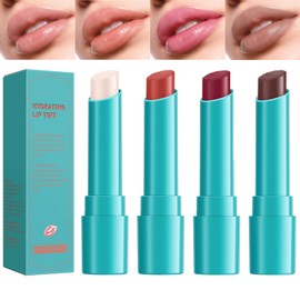 Awxfoo 4 Pcs Lip Tint Hydrating, Moisturizing Tinted Lip Balm, Long-Lasting Waterproof Lip Gloss Lipstick Set, Natural Lip Moisturizer with Vitamin E, Non-Stick Cup Lip Tint Stain
