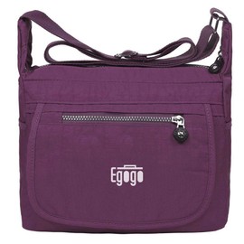 EGOGO Water Resistant Nylon Casual Handbag Shoulder Bag Messenger Cross Body Bag E303-6 (Purple)