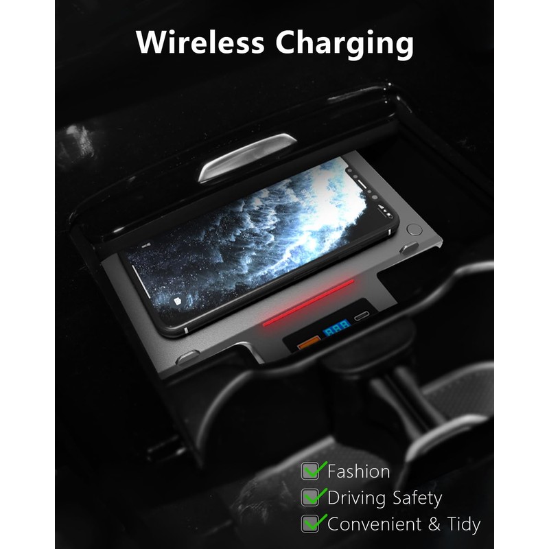 CLEC Car Wireless Charger for Benz A-Class 2019-2022,GLA/GLB/CLA-Class 2020-2022,QC 3.0