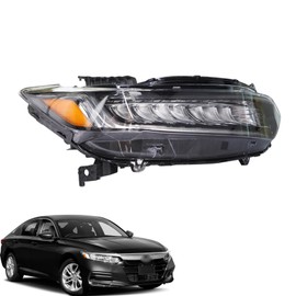 WFLNHB 1PC Replacement for Accord 2018-2021 Right Side Headlight Headlamp Assembly Chrome Housing 33100-TVA-A11
