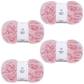 Pretty Jolly 4 Skeins Faux Fur Super Soft Chunky Fluffy Eyelash Polyester Yarn (Peach Pink)