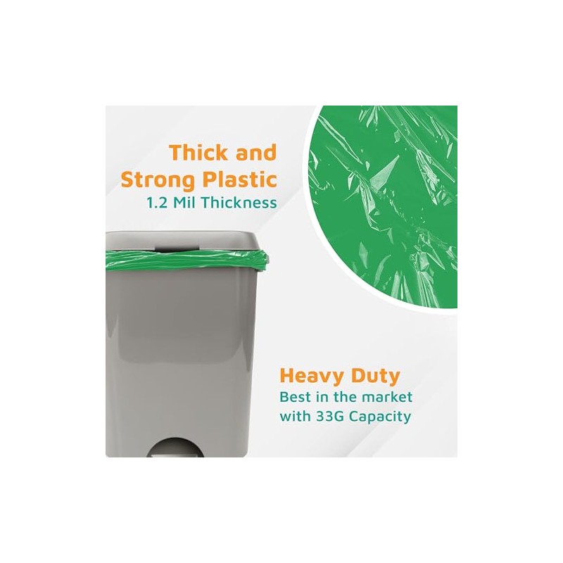 PlasticMill Heavy Duty Trash Bags - Green Garbage Bags -