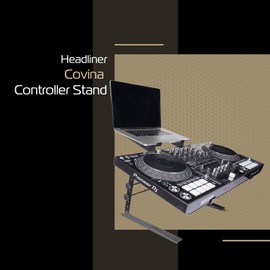 Headliner Covina Portable Dual DJ Controller Stand; Adjustable and Durable DJ Stand for Controller and Laptop; Perfect for your DJ Rig at Home, in the Club or on the Road (HL20003)