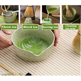 XPSSJMU Matcha Set, Matcha Stirrer, Matcha Stirrer, Matcha Stirrer Set, Ceramic Matcha Set Including Matcha Bowl with Pourer, Matcha Stirrer Stand and Bamboo Spoon, Best Gift for Your Loved Ones