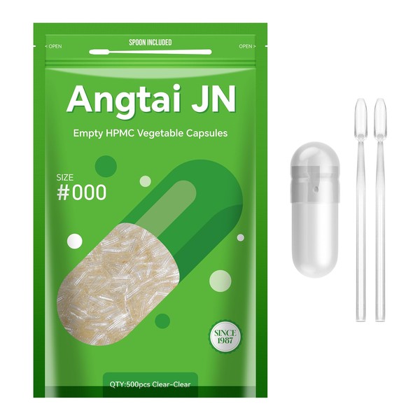 AngtaiJN Empty Vegan Capsules, Size 000 (Pack of 500), Clear