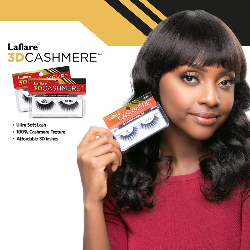 LAFLARE 3D CASHMERE Eyelashes, Natural Look, FRESH, GLAM, WISPY, HOT,