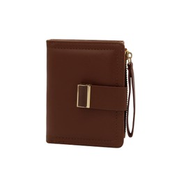 MultiValue Wallet Women, Waterproof Leather Purses for Women Multifunctional Button Credit Card Holder Slim Wallet Purse Cute Zipper Card Wallet Small Wallet for Change Coin Card (Brown)