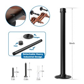 Industrial Pipe Shelving 8 Inch Floating Shelf Brackets DIY Shelving Brackets 12 Pack Pipe Decor Wall Rustic Clothing Rack