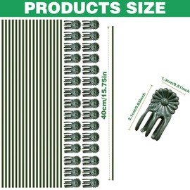 50Pcs Plant Stake Clip Set Green, Plant Sticks Supplies Support Tall, Useful Support Clips, Fine Workmanship Allow Bending Suitable for Various Plant Pots Indoors and Outdoors