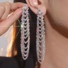 Chargances Boho Rhinestone Tassel Long Earrings for Women Sparkling Crystal