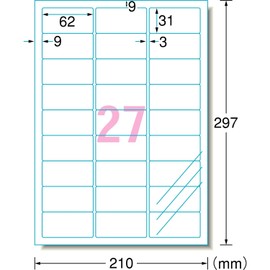 A-One 29462 Laser Label Seal Matte Film Transparent A4 27 Sides 10 Sheets