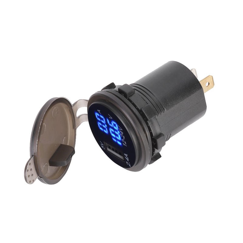 2.4A 3 in 1 Multifunction Digital LED IP66 Car USB