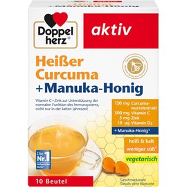 Doppelherz Hot Turmeric + Manuka Honey - Vitamin C, D and Zinc contribute to normal functioning of the immune system - 10 bags