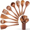Onader Wooden Kitchen Utensils Set with Holder, 10Pcs Teak Wood