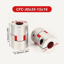 15mm to 16mm Plum Flexible Shaft Coupling, Diameter 30mm Length 35mm Aluminium Motor Connector Flexible Spider Coupler for 3D Printer CNC Machine Servo Stepped Motor