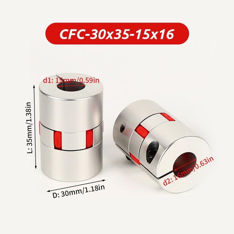15mm to 16mm Plum Flexible Shaft Coupling, Diameter 30mm Length