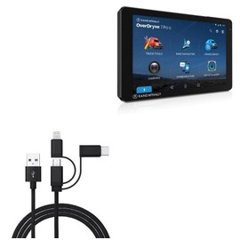 BoxWave Cable Compatible with Rand McNally OverDryve 7 Pro II - AllCharge 3-in-1 Cable - Jet Black