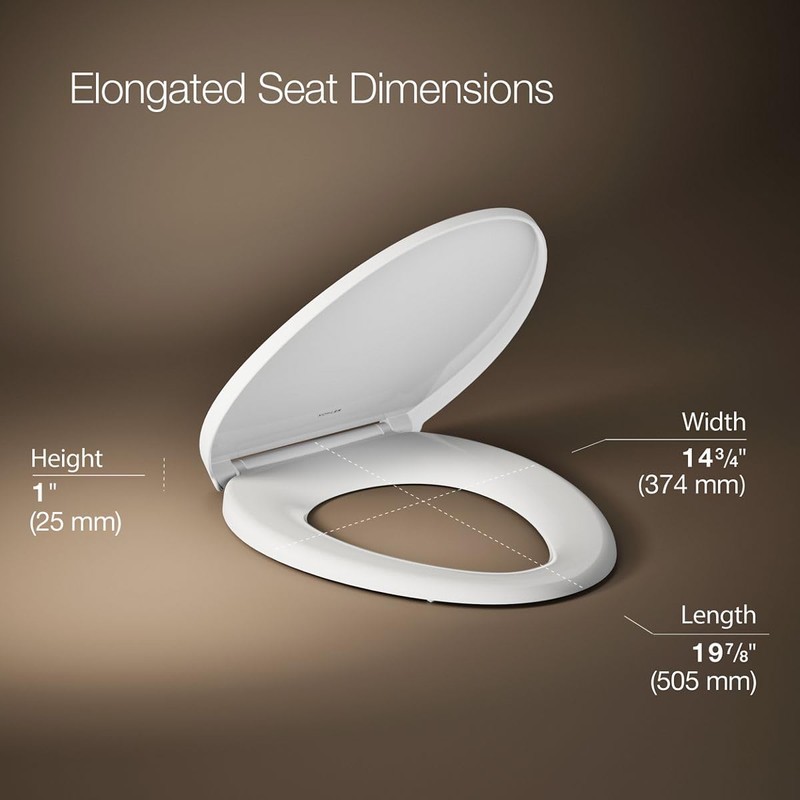 KOHLER K-27331-0 Glissade ReadyLatch Quiet Close Elongated Toilet Seat, White,