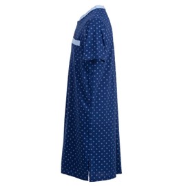 Henry Terre Men's Short-Sleeved Nightdress with Diamond Flower Chest Pocket Button Placket Size M-3XL, navy, 3XL