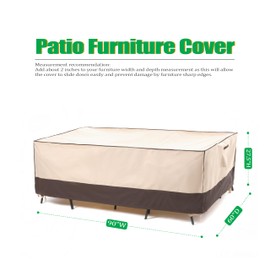 F&J Outdoors Patio Furniture Cover, Waterproof UV Resistant for Table & Chairs Set, 90"Wx60"Dx27.5"H
