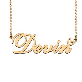 Unique Name Necklace Gold with Heart Customized Jewelry Gifts for Women Devin