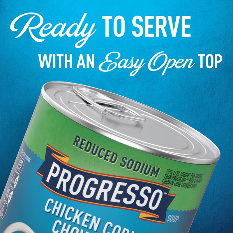 Progresso Chicken Corn Chowder, Reduced Sodium Canned Soup, 18.5 oz