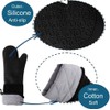 Extra Long Professional Silicone Oven Mitts with Quilted Liner, Durable