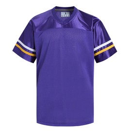 dolessismore Blank Purple Rugby Jersey for Men Women Retro Mesh T-Shirts Sports Uniforms Vintage Outfits Cool Classic Tops White/Yellow Stripe-Purple Jersey,Men Size XX-Large