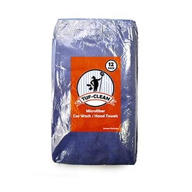 Tuf-Clean A73030 Microfiber Car Wash/Hand Towels, 16" x 27", Navy, Pack of 12
