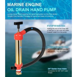 DW-Auto For Mercruiser 34060-0130 Marine Engine Oil Drain Hand Pump Boat Oil Change Pump