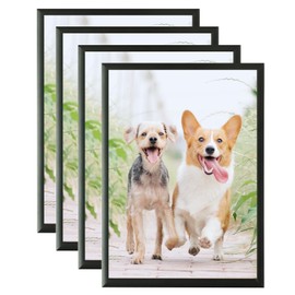 A5 Black Aluminium Photo Frame,4 Pack-15x21cm Picture Frame,Certificate Frame for Wall Mount or Table Top Display,Set of 4