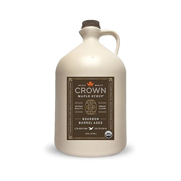 Crown Maple Organic Grade A Maple Syrup, Bourbon Barrel Aged, 128 Ounce