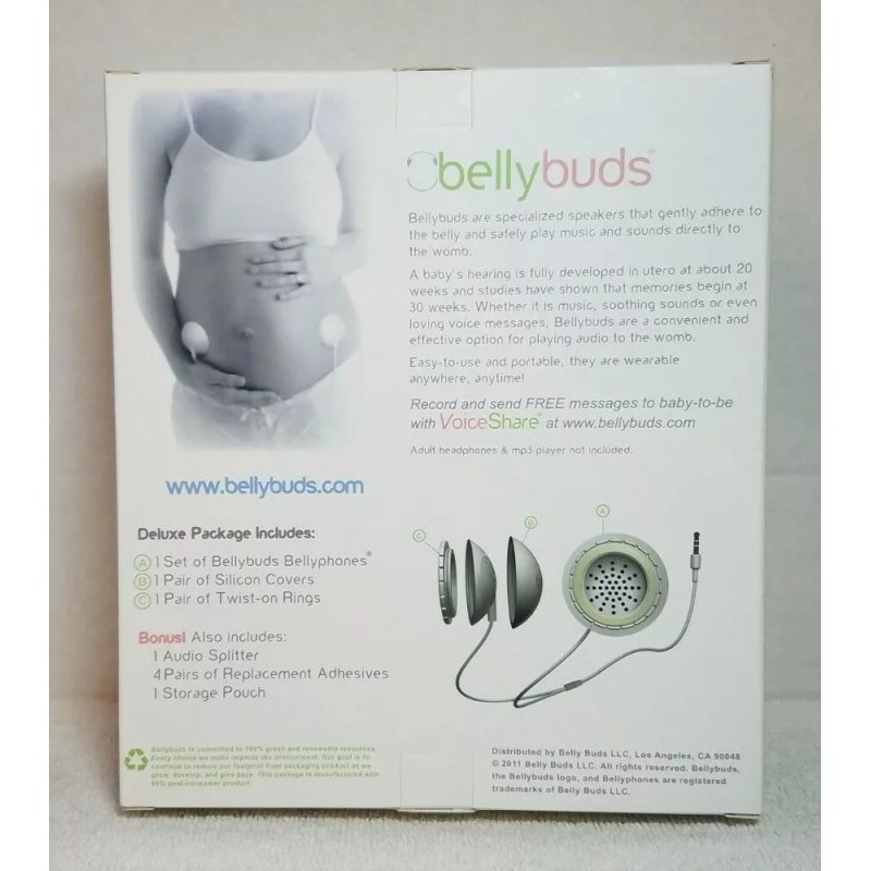 BellyBuds Headphones Baby Deluxe Package 4 Adhesives