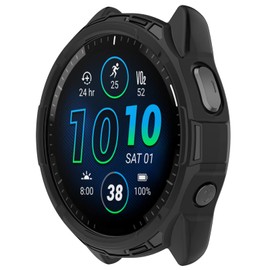 Case Cover Compatible with Garmin Forerunner 965, Disscool Soft Anti Drop TPU Protective Cases Smart Watch Accessories(Black)