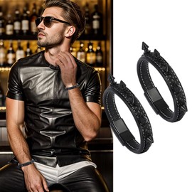 MILAKOO Spiked Studded PU Leather Bracelet for Men Goth Retro Wristband Rivets Bangle Cuff for Women