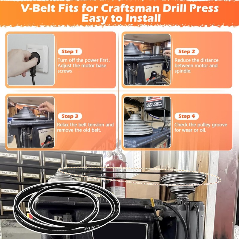 New Replacement Belt Craftsman Drill Press w/ 45 inch 3/16