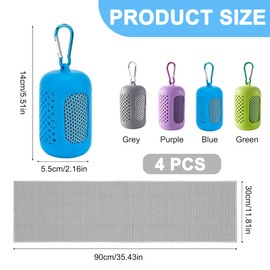 Hiuyavy Cooling Towels, 4 PCS Fast Drying Towels, 90x30cm Soft Breathable Cool Towel Microfibre Sweat Towel for Work Out Sports Travel(Gray/Purple/Blue/Green)