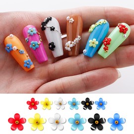 3D Flower Nails, 6 Grids Flowers Nail Art Charms Acrylic Flower Nail Art Rhinestones Nails Accessories DIY Spring Nail Decoration